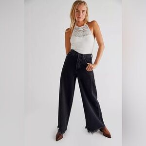 Free People Old West Slouchy Jeans Panther Black